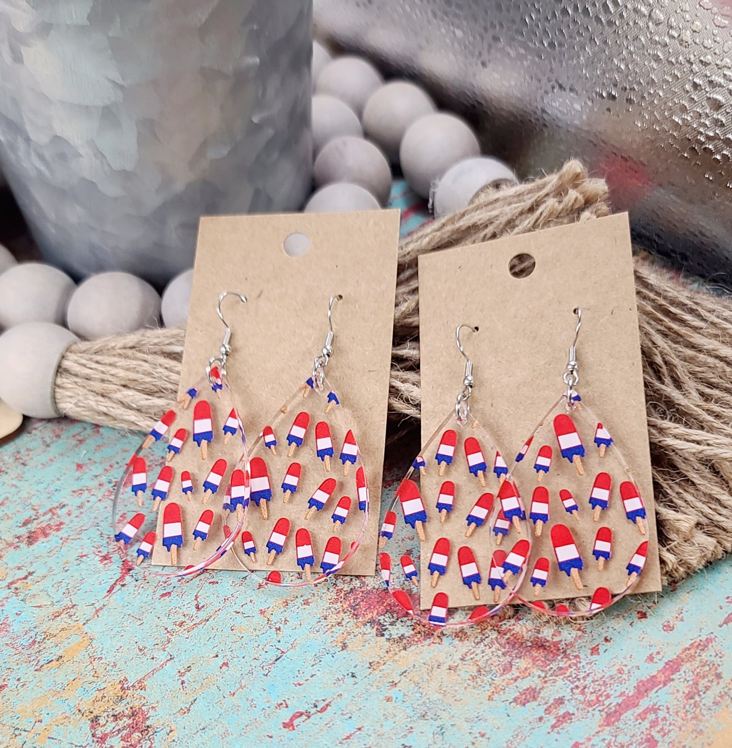 Patriotic Popsicle Teardrop Earrings