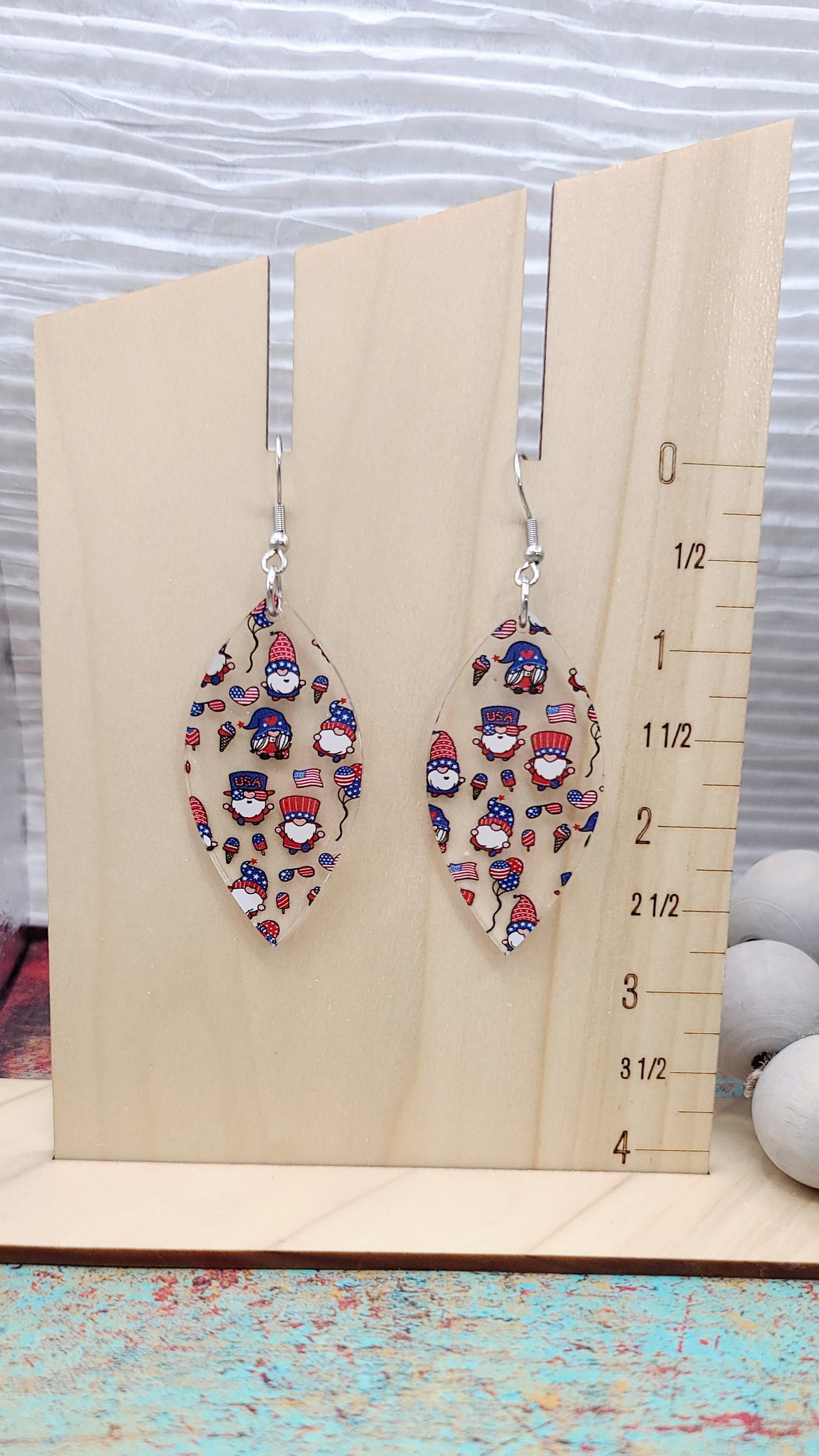 Patriotic Gnome Petal Earrings