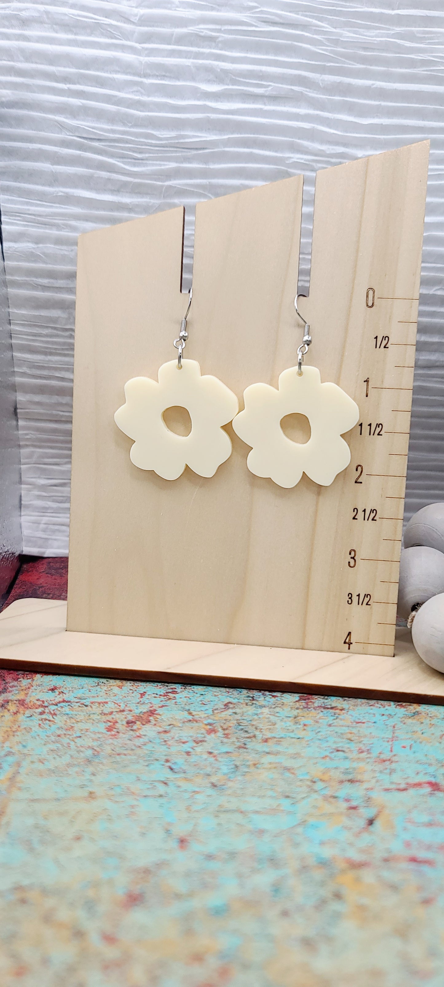 Ivory Boho Flower Earrings